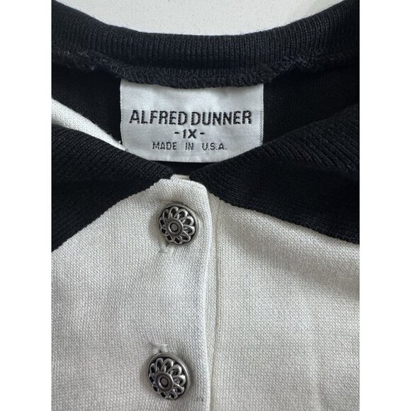Vintage Alfred Dunner USA Made Size 1X Black & White Collared Sweater Plus Size - Picture 4 of 9